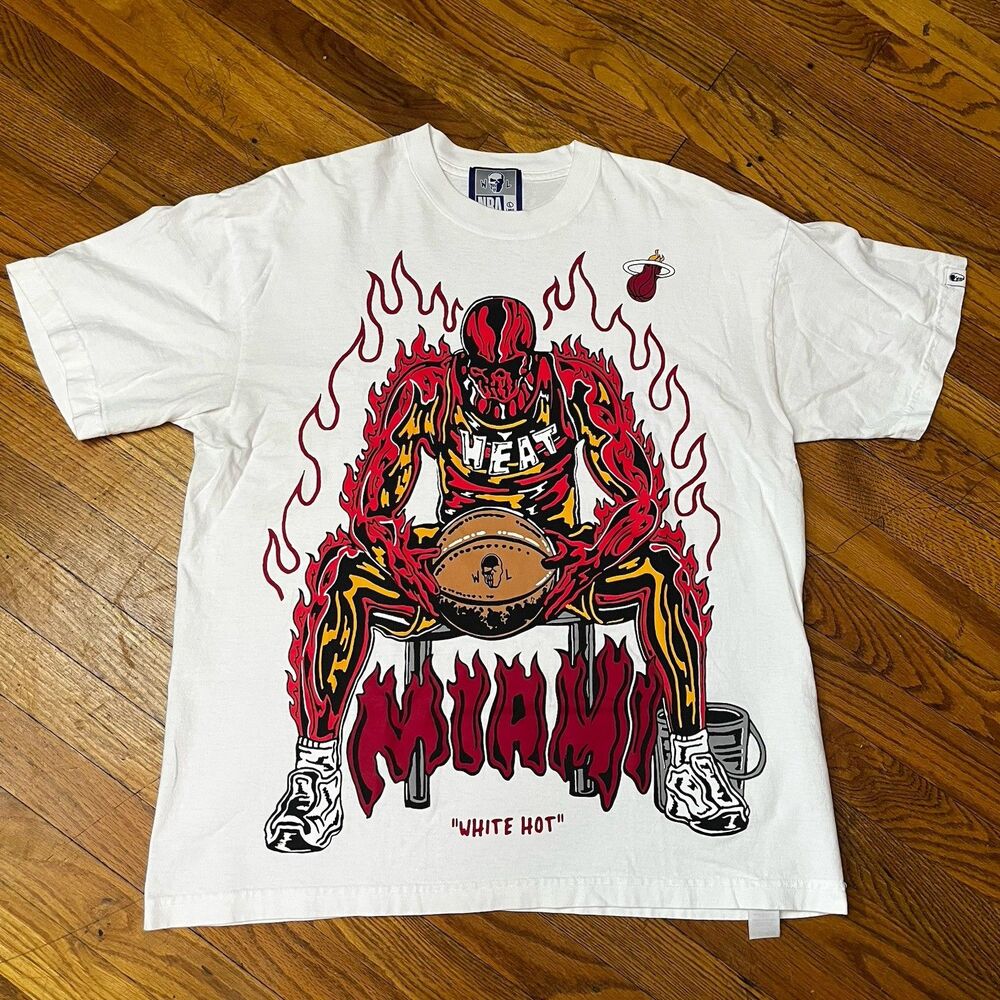 Warren Lotas NBA Miami Heat White Tee Size Large T Shirt Worn